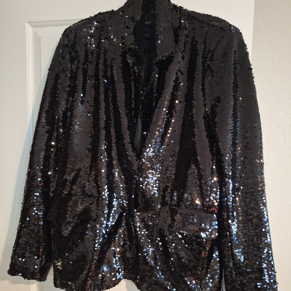 Forever21 Black Sequined Blazer/Shorts Set